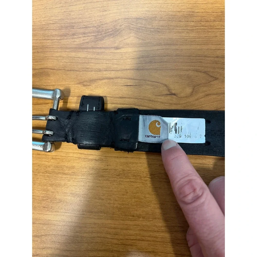 Carhartt Mens Black Leather Double Prong Roller Buckle Work Belt 36 2236-001-36